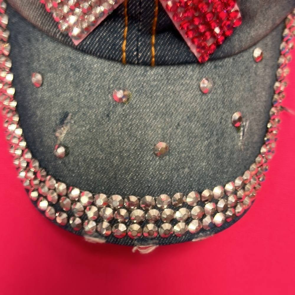 Rhinestone Pink Ribbon Baseball Cap - Picture 6 of 7